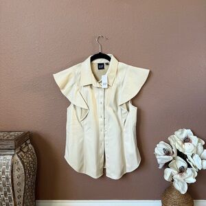 GAP Leather Women's Cream Button-Up Blouse